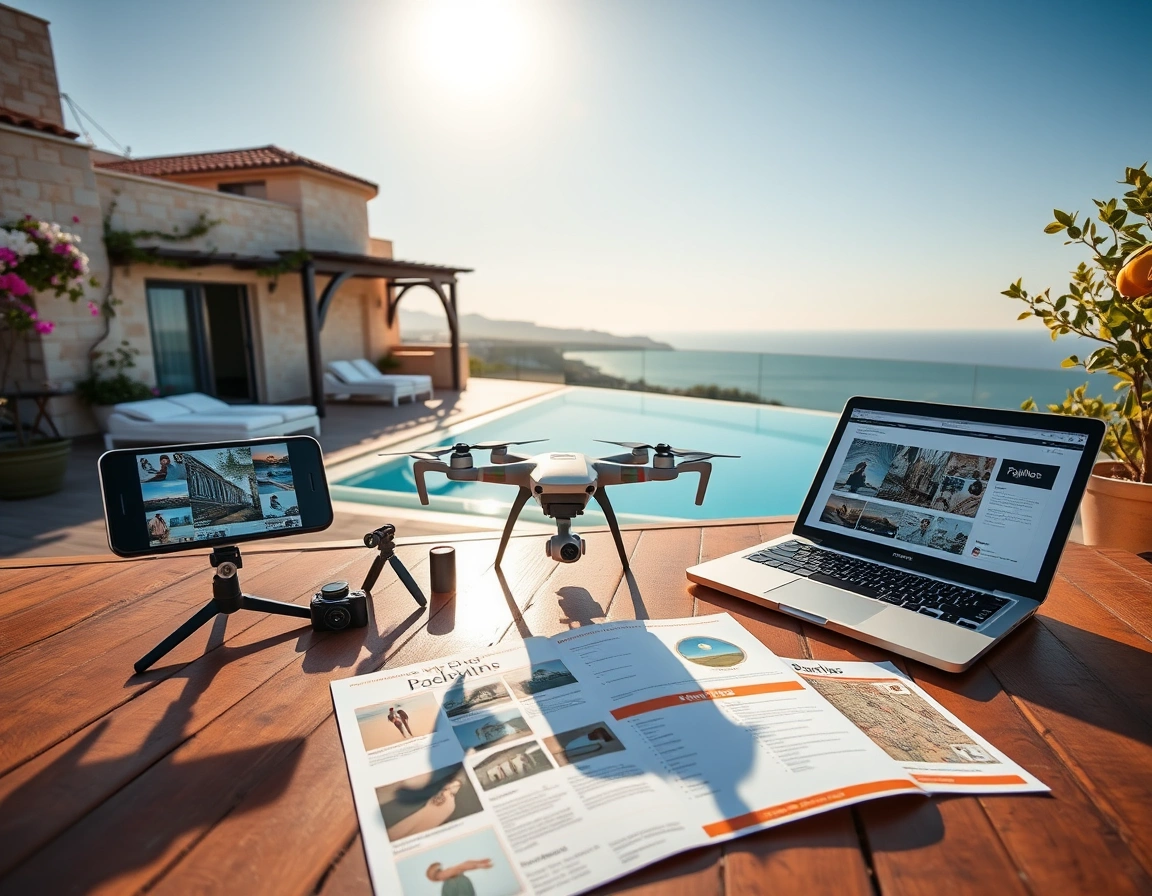 Professional image related to social media content creation for hotels Cyprus / Paphos with high-quality visual elements